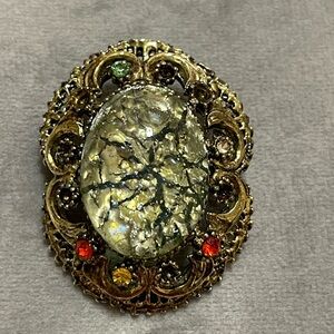 Vintage Gold and Multicolor Brooch